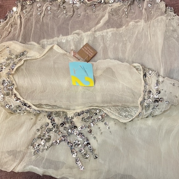 F21 100% Silk Sheer Top Bohemian 3/4 Bell Sleeves - Picture 10 of 10